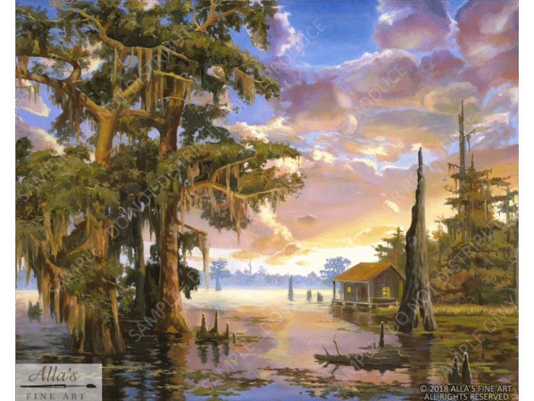 Louisiana Swamp Cabin And Cypress Trees - Original Artwork