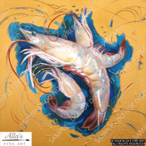 Louisiana Seafood A3_Shrimp On Gold - Original Artwork