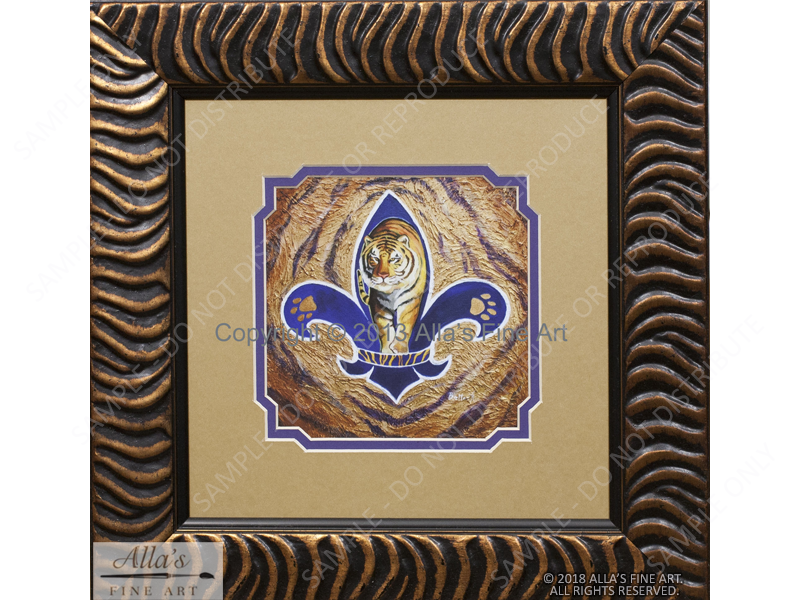 Tiger Fleur De Lis In Tiger Stripe Frame