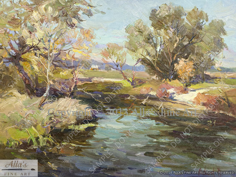 Farm View From The Stream - Original Artwork