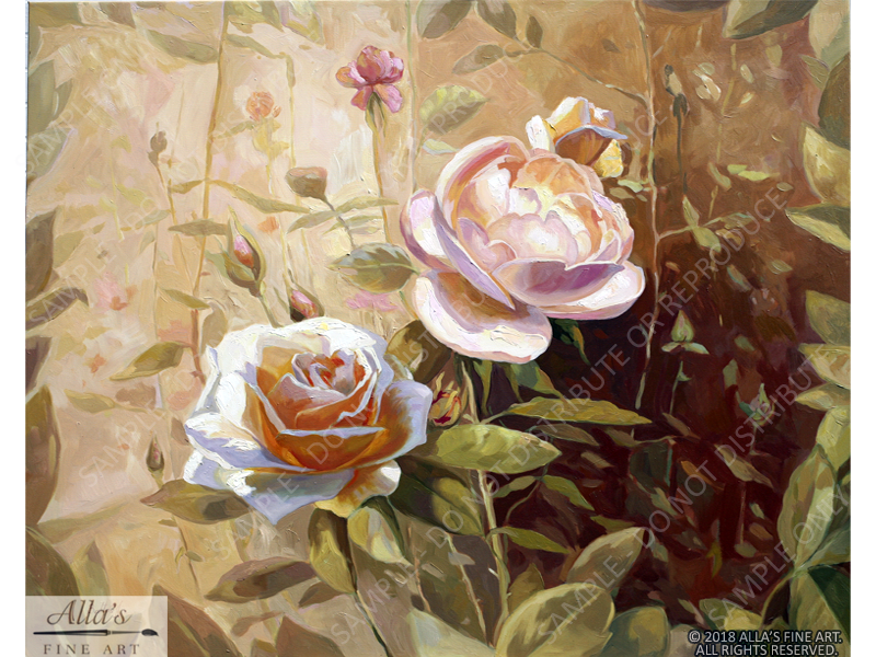 Roses in the Garden Light - Original Artwork