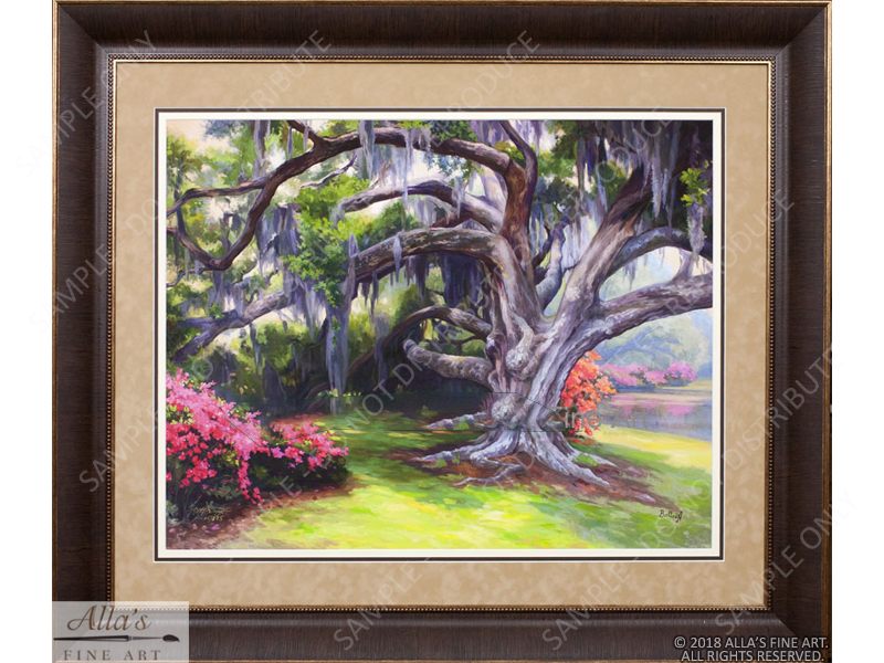 Oak Tree With Azalea And Pond