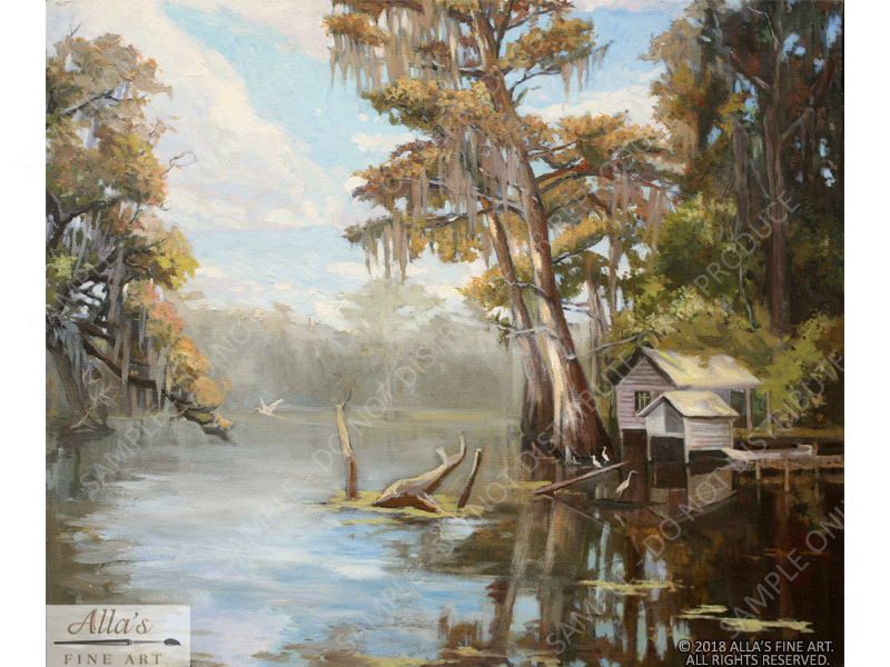 Old Camp Down The Louisiana Bayou - Original Artwork