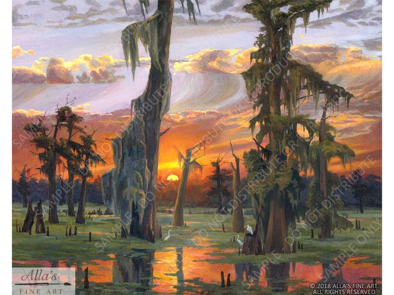 Sunset On The Louisiana Bayou - Original Artwork