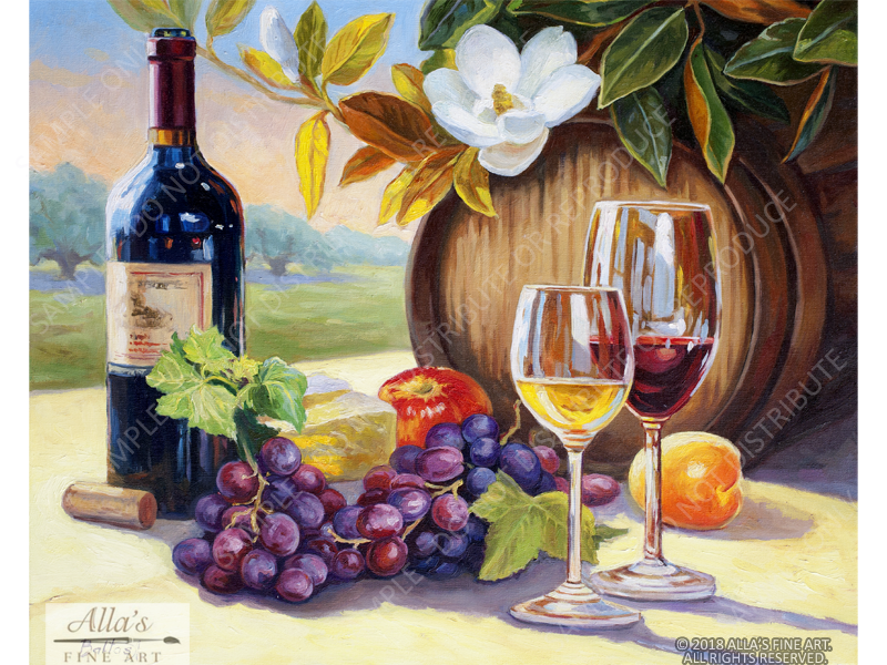 Wine and Fruit - Original Artwork