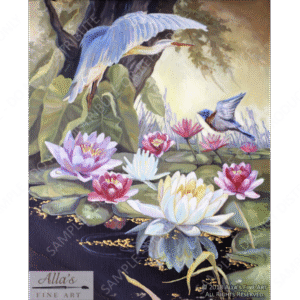 Tropical Flowers with Humming Birds 2 - Original Artwork