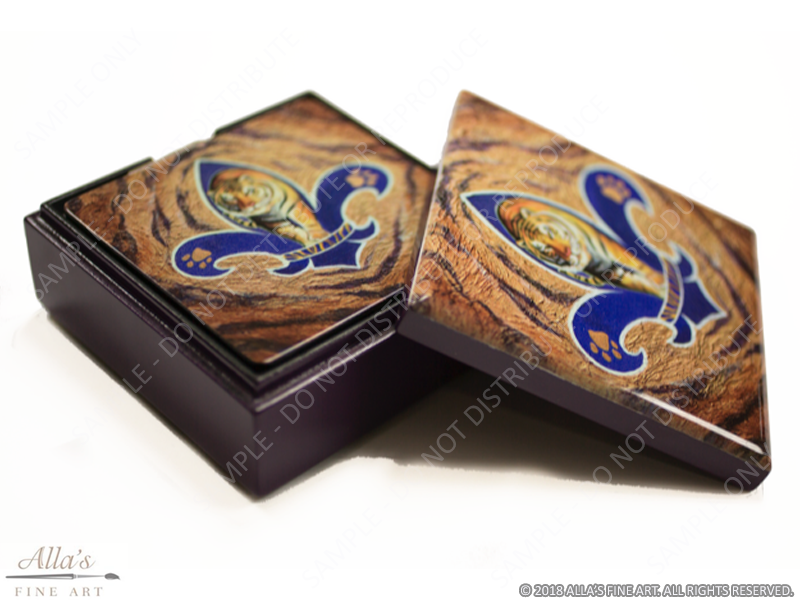 Tiger Stripes Fleur De Lis Drink Coaster