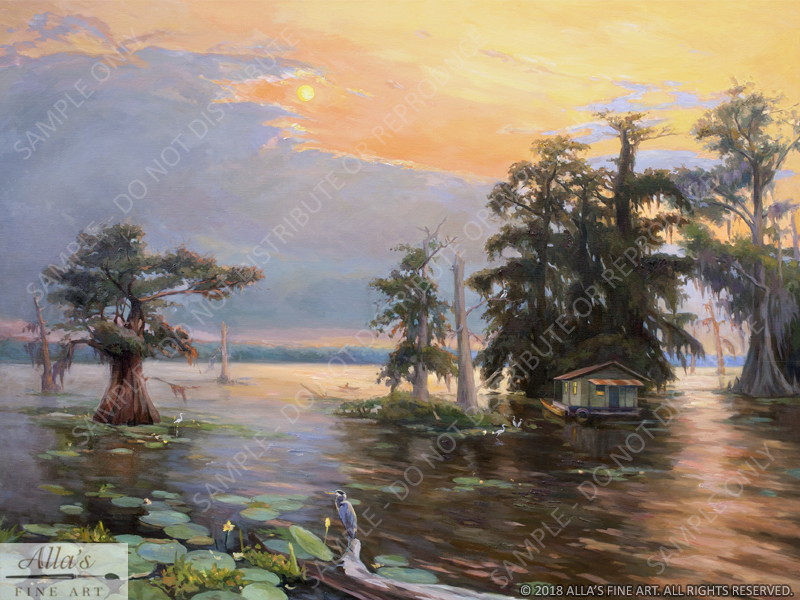 Granpas Camp In The Louisiana Swamps - Original Artwork