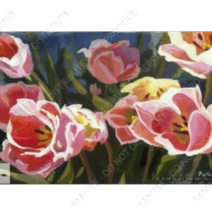 Pink Tulips in Full Bloom - Original Artwork