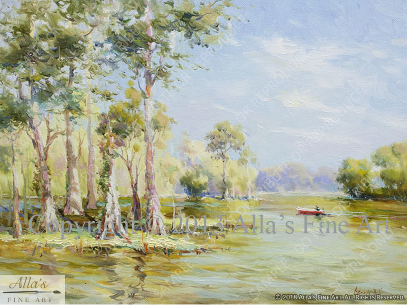 Sunny Day Fishing The Lake - Original Artwork