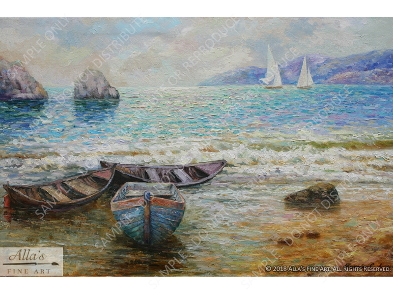 Rowboats on the Rocky Shore