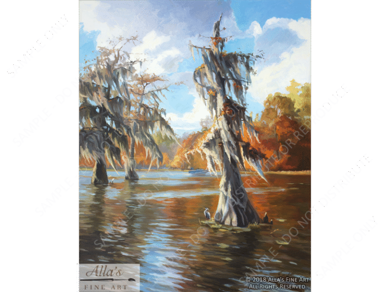 Autumn Breeze In A Louisiana Swamp - Original Artwork