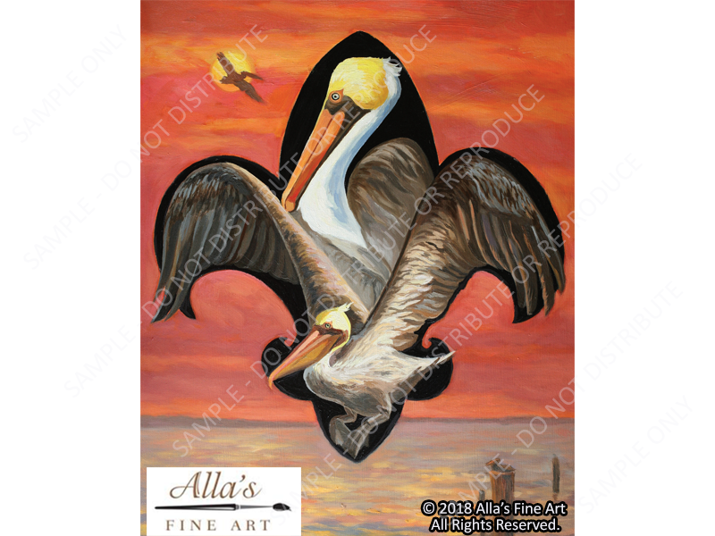 Pelican Fleur de Lis - Original Artwork