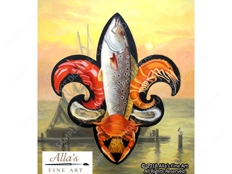 Gulf Seafood Fleur de Lis - Original Artwork