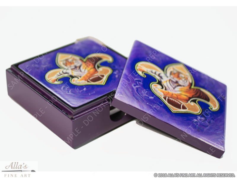 Tiger Fleur De Lis Drink Coaster