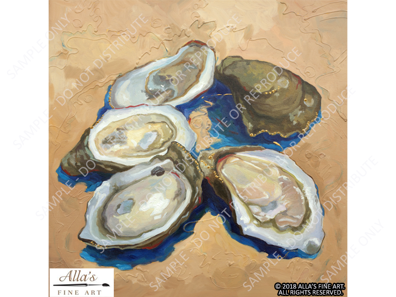 Louisiana Seafood B2_Oysters On Sand - Original Artwork