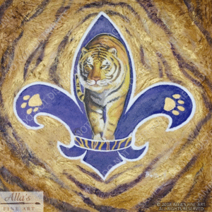 Purple and Gold Tiger Fleur de Lis