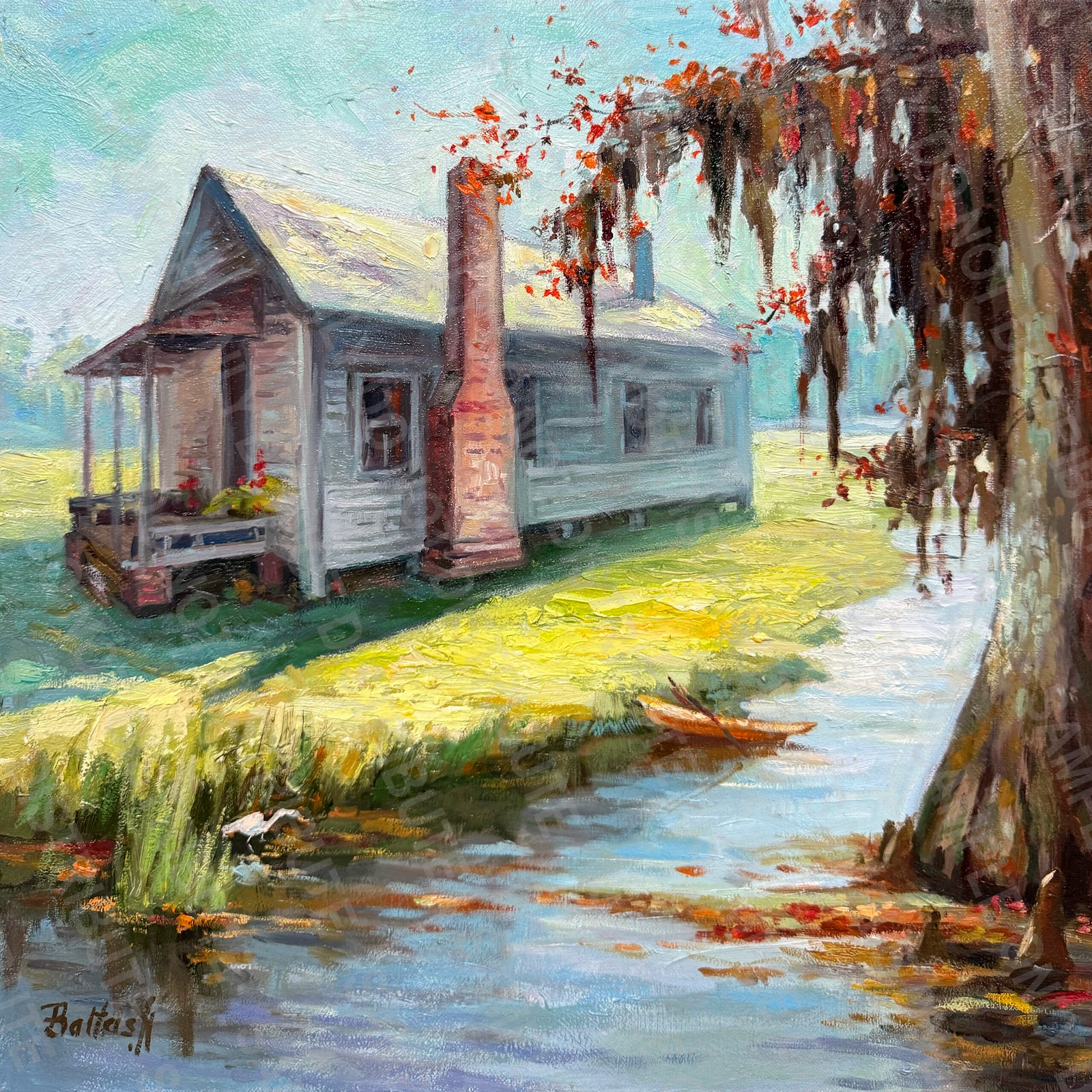 Cajun cabin, oil on canvas